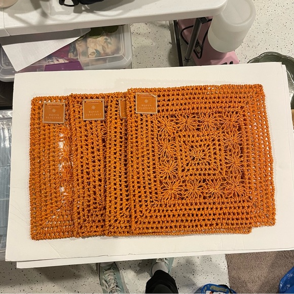 Williams Sonoma jute woven placemats orange NWT set of 4 fall🍁 pumpkin spice - Picture 8 of 8